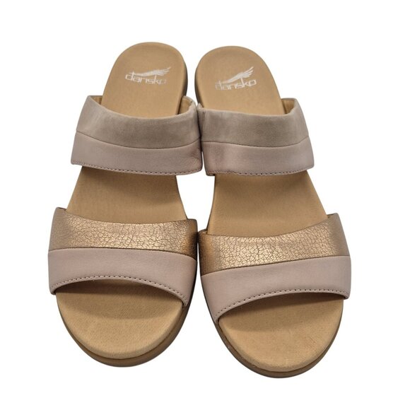 Dansko Shoes - Dansko Theresa Gold Beige Leather Strappy Heeled Sandals Size 37 US 7 (169)